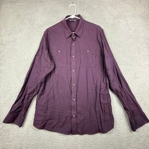 Travis Mathew Mens Long Sleeve Button Up Shirt Purple Size L Cotton Casual